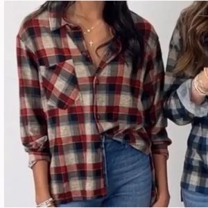 Shop Talulah Thea Plaid Button Down-Red